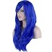 DAOTS 28" Wig Halloween Wig Long Heat Resistant Big Wavy Hair Women Cosplay Wig(Blue )