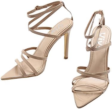 Vivi Women Ankle Strap High Heel Stiletto Pointed Open Toe Sandals Dress Shoes