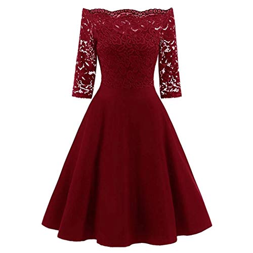 Zeagoo Robe de Soirée Dentelle Cocktail Manches 3/4 Femme Fleurs Robe de Fete Vintage Femme
