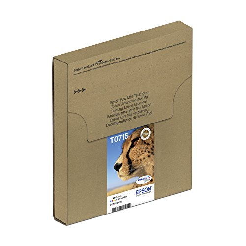 Encre d origine EPSON Multipack Gu  pard T0715   cartouches Noir  Cyan  Magenta et Jaune  Emballage    D  baller sans s   nerver par Amazon    
