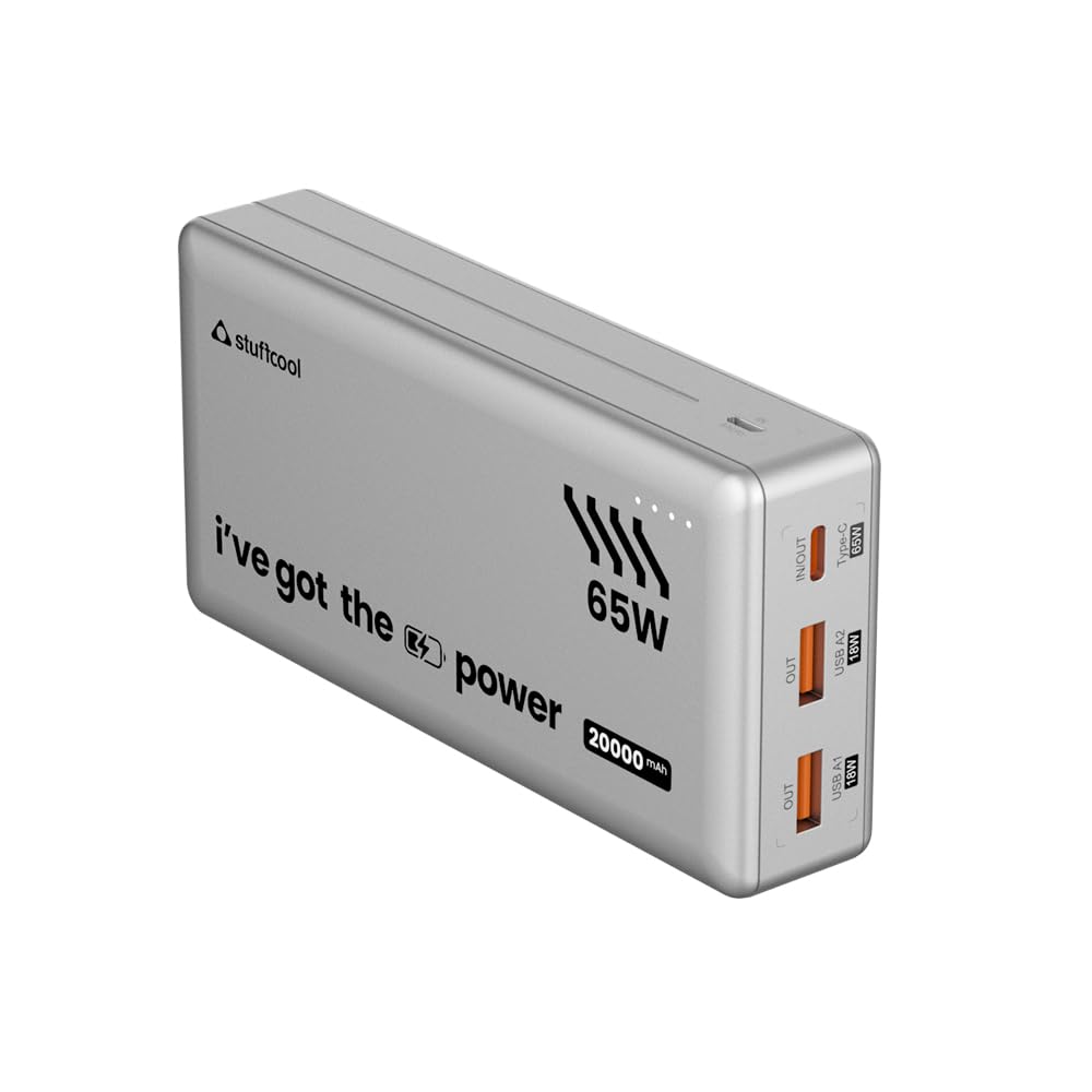 Stuffcool Major Ultra 65W PD Super Fast Charging 20000mAh Laptop Powerbank Supports Super Fast Charging 2.0, Charges macbooks, laptops, DSLRs and Gaming Console