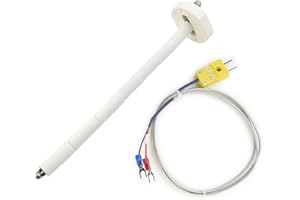 N\C Waterproof K Type Grounded Thermocouple,K-Type Thermocouple Block Ceramic Kiln Probe 2372/1300 Degree F/C 11G High Tool