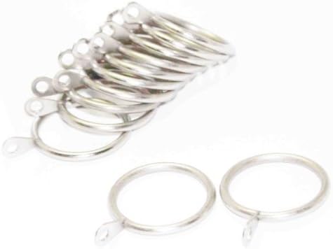 2 ur 12 x Satin Silver Metal Curtain Pole/Rail/Rod Stylish Rings