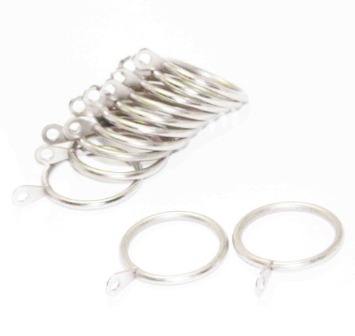 2 ur 12 x Satin Silver Metal Curtain Pole/Rail/Rod Stylish Rings