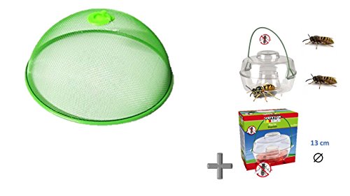 Fliegenhaube / grün Abdeckhaube / Lebensmittel - grüne Haube aus Metall Ø 30 x 12 cm + Aktion Wespenfalle 13 cm von Conny Clever