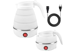 AUIRSHIKY Bollitore Elettrico Pieghevole, 600 ml Bollitore Pieghevole in Silicone, Bollitore Pieghevole Da Campeggio Con Fondo in Acciaio Inossidabile, Portatile Mini Bollitore per Viaggi Escursioni Campeggio