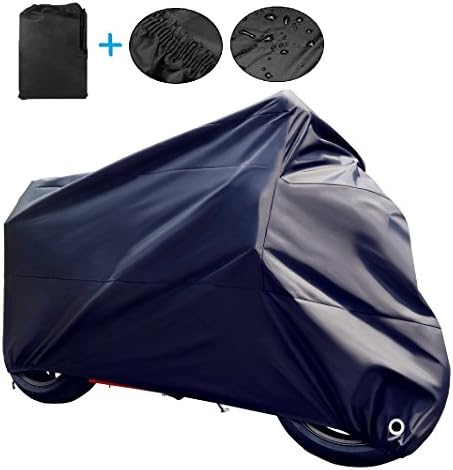 Motorcycle Cover Motorbike Cover, Oddis 190T Waterproof UV Protective Cover with Stainless Steel Lock-holes Outdoor with Storage Bag-XXL