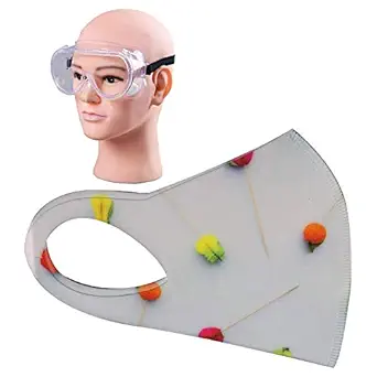 Zureni Combo of 1 Piece Goggle ORFRM13 Reusable Female Face Mask for Girls & Women Multilayer Washable Stretchable Breathable Protective Nose Mouth Cover (1 Pc)