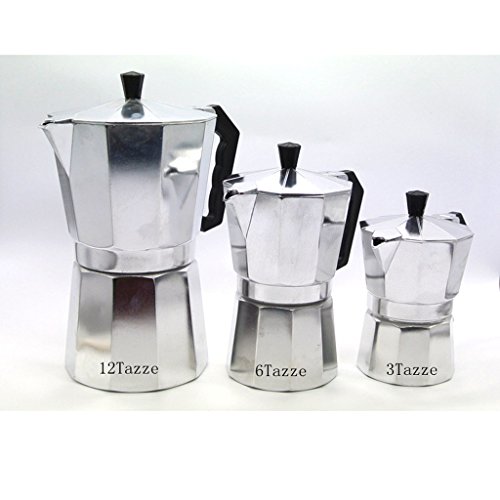 MagiDeal Moka Express Kanne Espressokocher – Silber, 3 Tassen - 7
