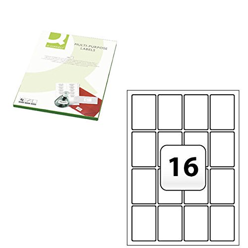 Q-Connect KF01132 - Etiquetas multiuso 105 x 37 mm 16 etiquetas por hoja A4 100 hojas color blanco Q-Connect KF01132 - Etiquetas multiuso 105 x 37 mm 16 etiquetas por hoja A4 100 hojas color blanco