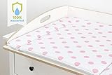 Wickelauflage 77 x 73 cm für 80 cm breiten Ikea-Kommoden Wickelaufsatz (z. B. VÄXLA und VIKKLA) Ausf. PUNKTE ROSA