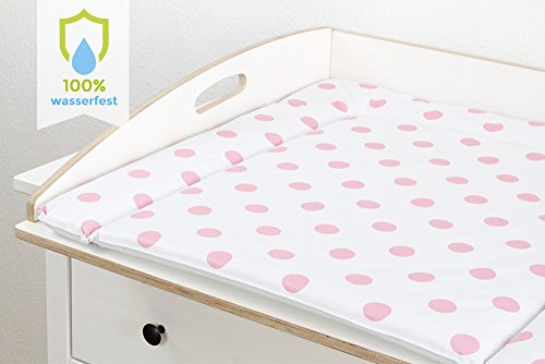 Preisvergleich Produktbild New Swedish Design Wickelauflage 77 x 73 cm Wickelunterlage für 80 cm Breiten Wickelaufsatz für IKEA Kommoden, z.B. von NSD oder Puckdaddy, schadstofffrei, abwaschbar AUSF. ROSA Punkte