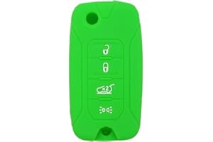 BROVACS Silicone Cover Protector Case Holder Skin Jacket Compatible with JEEP Renegade 4 Button Flip Remote Key Fob CV4757 Light Green