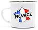 Produktbild France Fußball WM Fanfest Gruppen bedruckte Metalltasse Emaille Camping Tasse mit Spruch Motiv Land Frankreich, Größe: onesize,weiß/silber