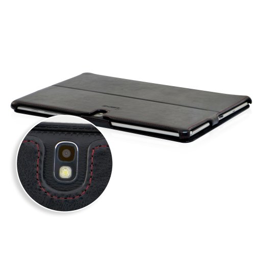 Manna Galaxy TabPRO 12.2 und NotePRO 12.2 UltraSlim Hülle | Case mit Autosleep | Aufstellbare Tasche aus schwarzem Kunstleder mit farbiger Naht | Schutzhülle für SM-T900 SM-T905 SM-P900 SM-P905 - 4