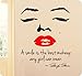 Produktbild wandaufkleber 3d schlafzimmer Wall Sticker Quotes A Smile Is The Best Makeup Any Girl Can Wear Marilyn Monroe Quote Red Lips Face Wall Decal Sticker Art Mural Home Decor Quote