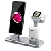 Produktbild ATOPHK 4 in 1 Apple iWatch Ständer Premium Aluminium Ladestation NightStand Mode, Airpods Handy Stand Desktop Halterung Dock Station für Airpods iPhone X 8 8plus 7 7plus iWatch (38mm 42mm) Grau