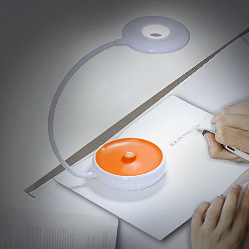 tragbare Schreibtischlampe, dimmbar 4-Modi einstellbare berührungsempfindliche Steuerung Tischlampen, USB wiederaufladbar, flexibler Hals, drahtloses Nachtlicht für Bett, Lesen, Kinder, blau & weiß - 6