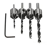  mark8shop 4pcs 5 Flauta avellanador cónico Brocas Escariador carpintería fresa 3 mm-6 mm