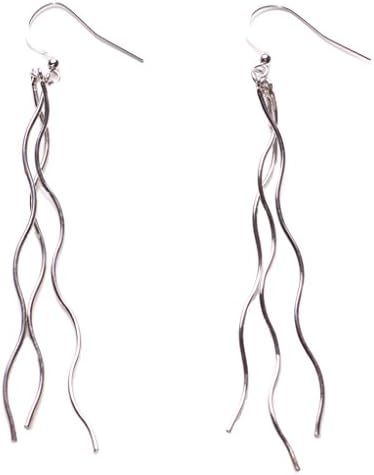 Vintage Ladies 90's Inspired Chrome Wavy Strand Cool Statement Hippy Earrings Set(Zx1/68/226)