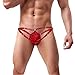 Price comparison product image 2018 New,Mens Sexy Soft Lingerie Shorts Faux Leather Bandage Thong Low Waist Underpants Underwear (Red, Free Size)