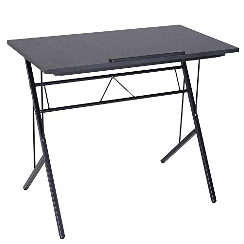 Preisvergleich Produktbild Vinsetto Laptoptisch neigbar Schülerschreibtisch Kinderschreibtisch Notebooktisch höhenverstellbar Computer Tablet Metall + MDF Schwarz 90 x 50 x (76–91) cm