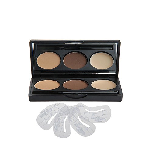 VONISA Wasserfest 3 Farben Augenbrauenpuder Braun Ausrüstung Brauen Schattierung Palette Schönheit Kosmetik Creme Highlighter Make Up Augenbrauen Filler + 4 Augenbrauen Schablone Augenbrauen Pinsel