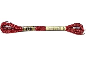 Redsea Gold and Silver Wire Embroidery Floss Thread for Hand Embroidery and Sewing (Metallic Red, 1x8m)