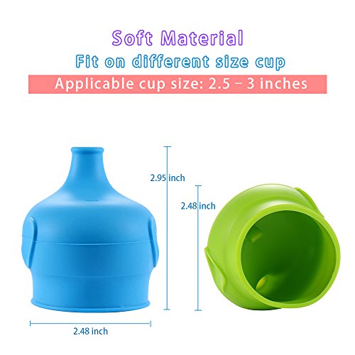 Trinklernbecher für Gläser und Becher, Auslaufsicher Sippy Deckel mit Silikon BPA-frei SipSnap von Tinabless -Rot, Gelb, Blau, Grün 4er Set - 5