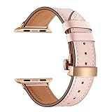 Happy Event Butterfly Schnalle Leder Handgelenk Uhrenarmband für IWatch 4 Apple Watch 40mm (Pink)