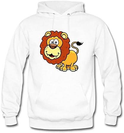 Womens Original Design Hoodie Cartoon Lion Unisex Hooded Sweatshirt Long Sleeve Tops White 3XL