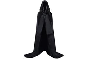 Miss-shop Largo Capa con Capucha,Capas de Halloween,Mujeres Hombres Niños Disfraz de Halloween Halloween Fiesta Vampiro Bruja Traje Cape Carnival Carnival Costume Cosplay Cape Hooded Black