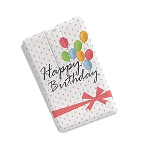 100yellow Credit Card Shape Happy Birthday Print High Speed 16GB Fancy Pen Drive