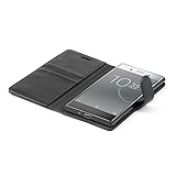 Mulbess Ledertasche im Ständer Book Case / Kartenfach für Sony Xperia XZ Premium Tasche Hülle Leder Etui,Schwarz - 