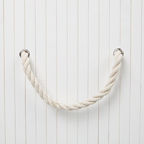 Relaxdays Wäschekorb Bambus H x B x T: ca. 65,5 x 43,5 x 33,5 cm faltbare Wäschetruhe rechteckig mit einem Fassungsvolumen von 83 L mit Wäschesack aus Baumwolle zum Herausnehmen als Wäschepuff, weiß - 5