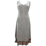 Mogul Interior Women's Embroide Beach Long Maxi Dress Small Grey