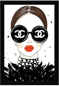 Braj Art Gallery Fashion Poster Coco Chanel Girl Painting Photo Frame Size 13.5X19.5 Inches