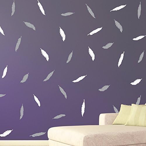 Wallflexi Wall Stickers "Feathers" Removable Self-Adhesive Art Decal Murals Nursery Restaurant Cafe Hotel Building Office Home Decoration