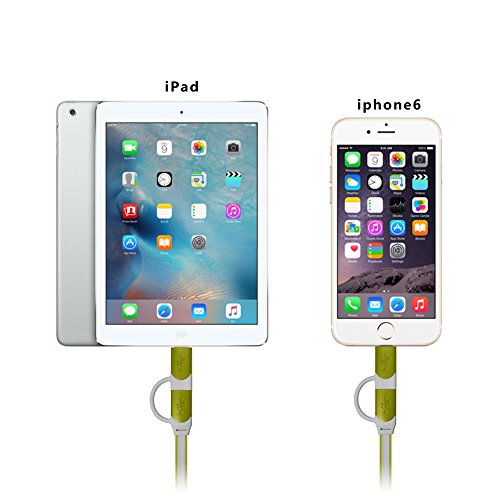 Kingyou 2 in 1 Lightning USB Kabel 1m Ladekabel USB Datenkabel geeignet für iPhone 6plus iPhone5c 5s iPad und Huawei Samsung Sony Usw Android Smartphones (Grün) - 4