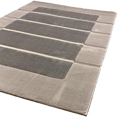 Modern Visiona Soft Thick Dark and Light Grey Square &amp; Lines Design Quality Rug Carpet (120x170cm (4'x5'6''), 4311 Dark Grey)