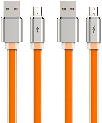 Xutu Micro USB Cable 2 Pack 3.3FT Durable High-speed Transmission Flat Wire Charger for Android Devices Samsung Galaxy S7, Motorola LG Sony, HTC and More (Orange)
