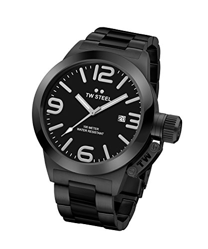 TW Steel Men's Quartz Watch with Black Dial Analogue Display and Black Stainless Steel Plated Bracelet CB211