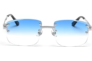 kachawoo Randlose Sonnenbrille Quadratische Farbverlauf Rahmenlose Brille Vintage Retro Brillen