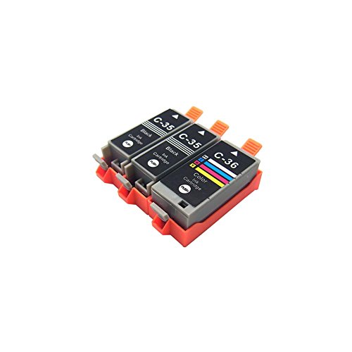 Generisches Kompatible Tintenpatrone als Ersatz für CANON PGI-35 CLI-36 ( 2x Schwarz, 1x Farbe, 3er-Pack)