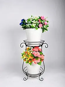 HINS Iron Metal Round Pot Stand 2 Tier Without Pot For Indoor & Outdoor Gardening (black) Plant Stands For Indoor Balcony I Plant Bench I Plant Stands I Pot Stand Single I Potted Plant Stand I Big Pots I Metal Plant Stand I Tall Outdoor Planter I Metal Casters I Large Plant Stand I Pot Stands For Garden I Indoor Plants Stand I Iron Plant Stand I Terrace Garden Stand I Garden Rack I Iron Stand For Pots I Pots Stand I Indoor Planter With Stand I Metal Plant Stand