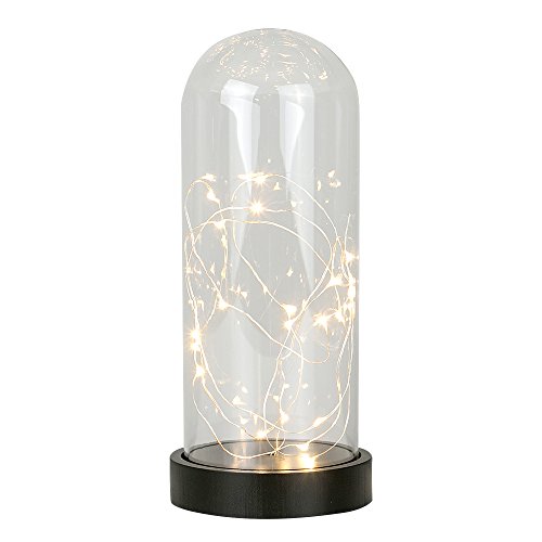 Modern Battery Operated Glass Dome Bedside Table Lamp with LED Warm