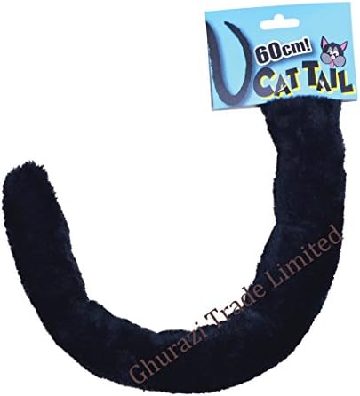 Ghurazi Trade Limited Animal Fur Tails 50cm Dog,Monkey, Wolf, Cat ,Lion, Fox Fancy Dress Costume (CAT BLACK)