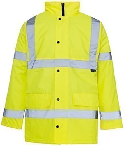 Hi Viz 3/4 Length Parka Reflective Tape Waterproof Quilted Work Jacket Coat High Vis Safety Workwear Security Road Works…