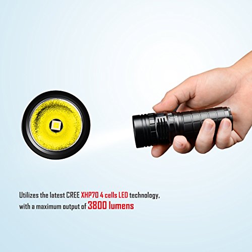 IMALENT DN70 Multi-Level-Ausgang Tactical Cree LED Taschenlampe 3800LM Max Output OLED Display USB aufladen Taschenlampe Lichter mit 4500mAh 26650 Akku und Ladekabel - 8