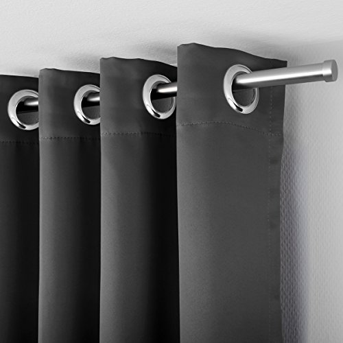 Gräfenstayn Alana Thermo- Verdunklungsgardine ca. 135 x 245 cm mit Ösen Gardine Vorhang (Schwarz) - 2